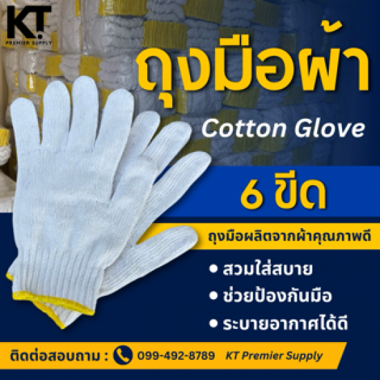 ถุงมือผ้า  6 ขีด ถุงมือผ้า 6 ขีด  ถุงมือผ้าฝ้าย  ถุงมือโรงงาน  ถุงมืออุตสาหกรรม  ถุงมือคลังสินค้า  ถุงมือผ้าฝ้าย 6 ขีด  ถุงมือผ้าขาว  ถุงมือผ้า KT Premium Supply  ถุงมือผ้า ชลบุรี  ถุงมือผ้า 6 ขีด ชลบุรี 
